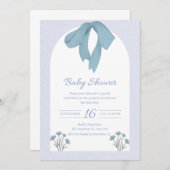 Baby Blue Bow Baby Dusche Einladung (Vorne/Hinten)