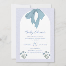 Baby Blue Bow Baby Dusche Einladung