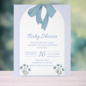 Baby Blue Bow Baby Shower Einladung Acrylschild (Neutral)