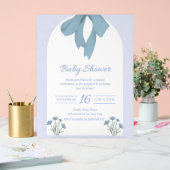 Baby Blue Bow Baby Shower Einladung Acrylschild (Hochzeit)