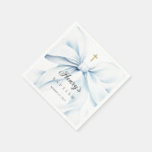 Baby Blue Bow Baptism Serviette (Ecke)
