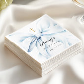 Baby Blue Bow Baptism  Serviette