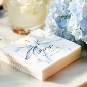 Baby Blue Bow Baptism Serviette