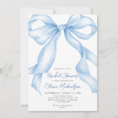 Baby Blue Bow Coquette Ribbon Brautparty Einladung (Vorderseite)