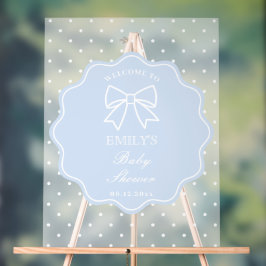 Baby Blue Bow Polka Dots Boy Baby Dusche Willkomme Acrylschild