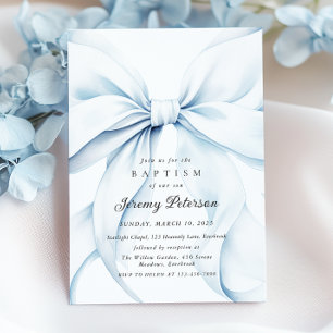 Baby Blue Bow Taufe Einladung