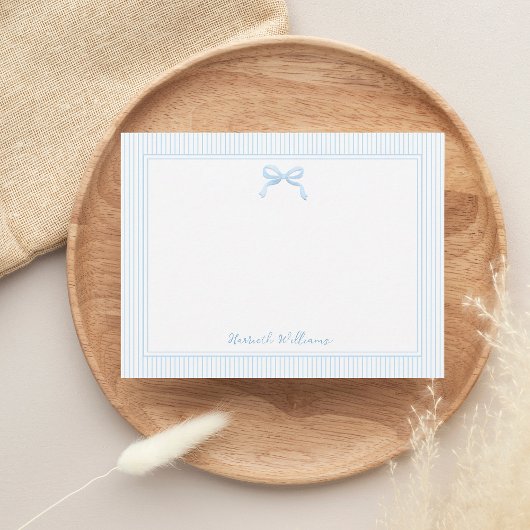 Baby Blue Bow und Streifen Border Mitteilungskarte