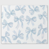 Baby Blue Bow Wrapping Paper Geschenkpapier (Flach)