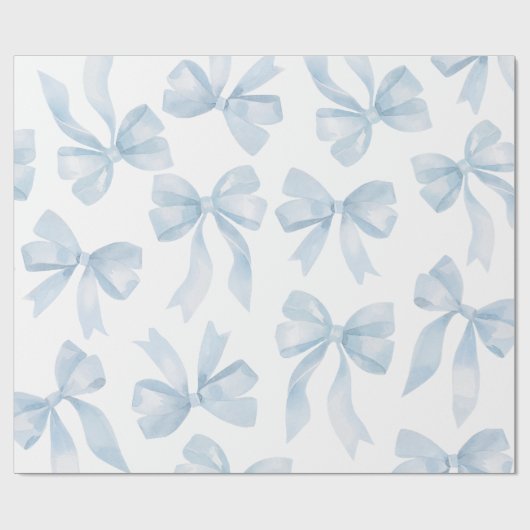 Baby Blue Bow Wrapping Paper Geschenkpapier (Flach)