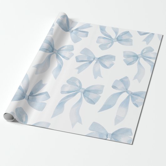 Baby Blue Bow Wrapping Paper Geschenkpapier (Ungerollt)