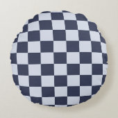 Baby Blue Boy Geometric Square Pattern Quilt Rundes Kissen (Vorderseite)