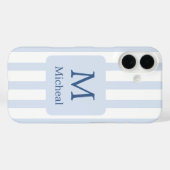 Baby Blue Boy Stripes Monogram Classic Case-Mate iPhone Hülle (Rückseite (Horizontal))
