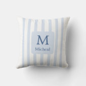 Baby Blue Boy Stripes Monogram Classic Kissen (Rückseite)
