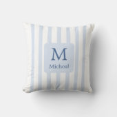 Baby Blue Boy Stripes Monogram Classic Kissen (Vorderseite)