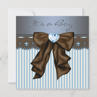 Baby Blue Brown Baby Boy Babyparty Einladung
