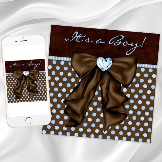 Baby Blue Brown Baby Boy Dusche Einladung
