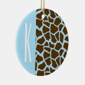 Baby Blue & Brown Giraffe Animal Print Keramikornament (Rechts)