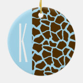 Baby Blue & Brown Giraffe Animal Print Keramikornament (Hinten)