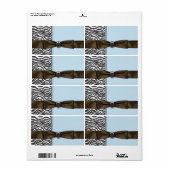 Baby Blue Brown Zebra Water Flasche Labels (Vorne)