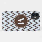 Baby Blue Brown Zickzack mit Monogram Case-Mate iPhone Hülle (Rückseite (Horizontal))