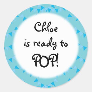 Baby Blue Bunting bereit zum Platzen! Baby Shower Runder Aufkleber