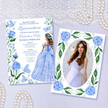 Baby Blue Butterfets Princess Foto Quinceanera