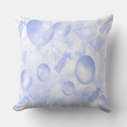 Baby Blue Butterfets und Balloons Throw Kissen (Vorderseite)