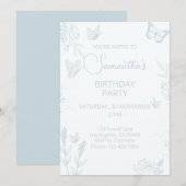 Baby Blue Butterfly zum Geburtstag Einladung (Vorne/Hinten)