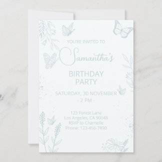 Baby Blue Butterfly zum Geburtstag Einladung