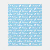 Baby Blue Calligraphy Personalisiert Repeat Name Fleecedecke (Vorderseite)