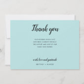 Baby Blue Calligraphy Script Foto Collage Dankeskarte (Rückseite)