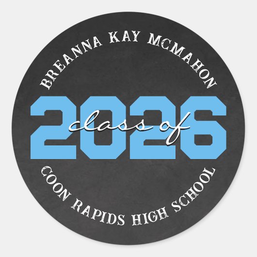 Baby Blue Chalkboard Class Abschluss Stickers