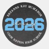 Baby Blue Chalkboard Class Abschluss Stickers (Vorderseite)
