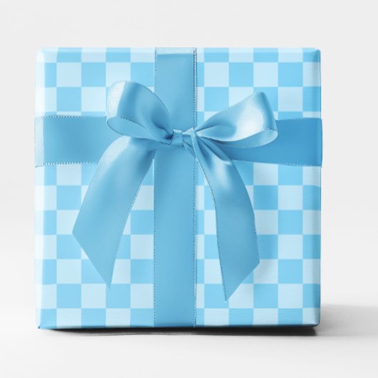 Baby Blue Checkered Geschenkpapier