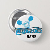 Baby Blue Cheerleader | Personalisiere Button (Vorne & Hinten)