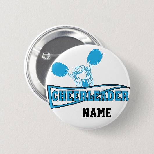 Baby Blue Cheerleader | Personalisiere Button (Vorne & Hinten)