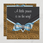 Baby Blue Cheetah Prince Baby Dusche Einladung (Vorne/Hinten)