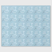 Baby Blue Christmas Rentiermuster personalisiert Geschenkpapier (Flach)