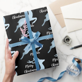 Baby Blue Christmas Rentiermuster personalisiert Geschenkpapier