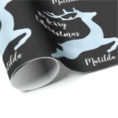Baby Blue Christmas Rentiermuster personalisiert Geschenkpapier (Rolleneckpunkt)