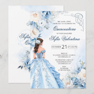 Baby Blue Cinderella Quinceañera Einladung