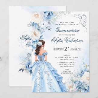 Baby Blue Cinderella Quinceañera Einladung
