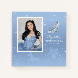 Baby Blue Cinderella Quinceanera Foto Gästebuch Notizblock