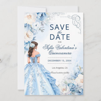 Baby Blue Cinderella Quinceañera Save the Date