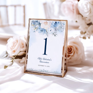 Baby Blue Cinderella Quinceañera-Tischnummern Tischnummer