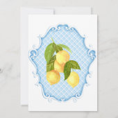 Baby Blue Citrus Lemon Baby Dusche Einladung (Rückseite)