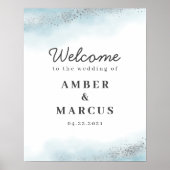 Baby Blue Cloud Silver Wedding Willkommenszeichen Poster (Vorne)