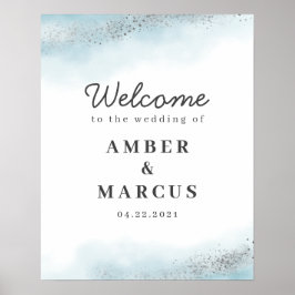 Baby Blue Cloud Silver Wedding Willkommenszeichen Poster