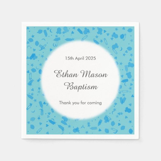 Baby Blue Confetti Taufe Christening Serviette (Vorderseite)