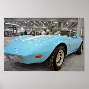 Baby Blue Corvette Poster